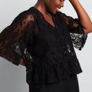 Lace Button-Front Top - Lane Bryant